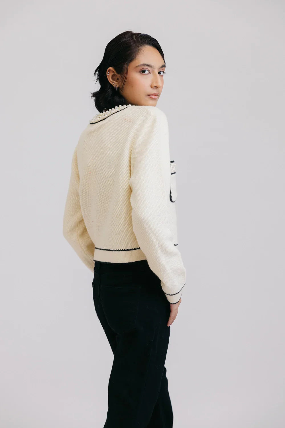 Picture of Ellena - Full Sleeves Round Neck Cardigan Sweater - Available at Raja Sahib