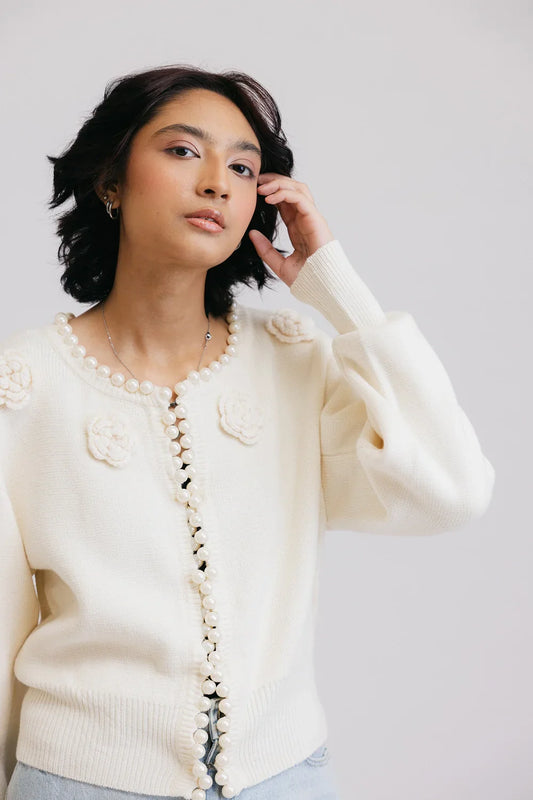 Picture of Ellena - Full Sleeves Round Neck Cardigan Sweater - Available at Raja Sahib