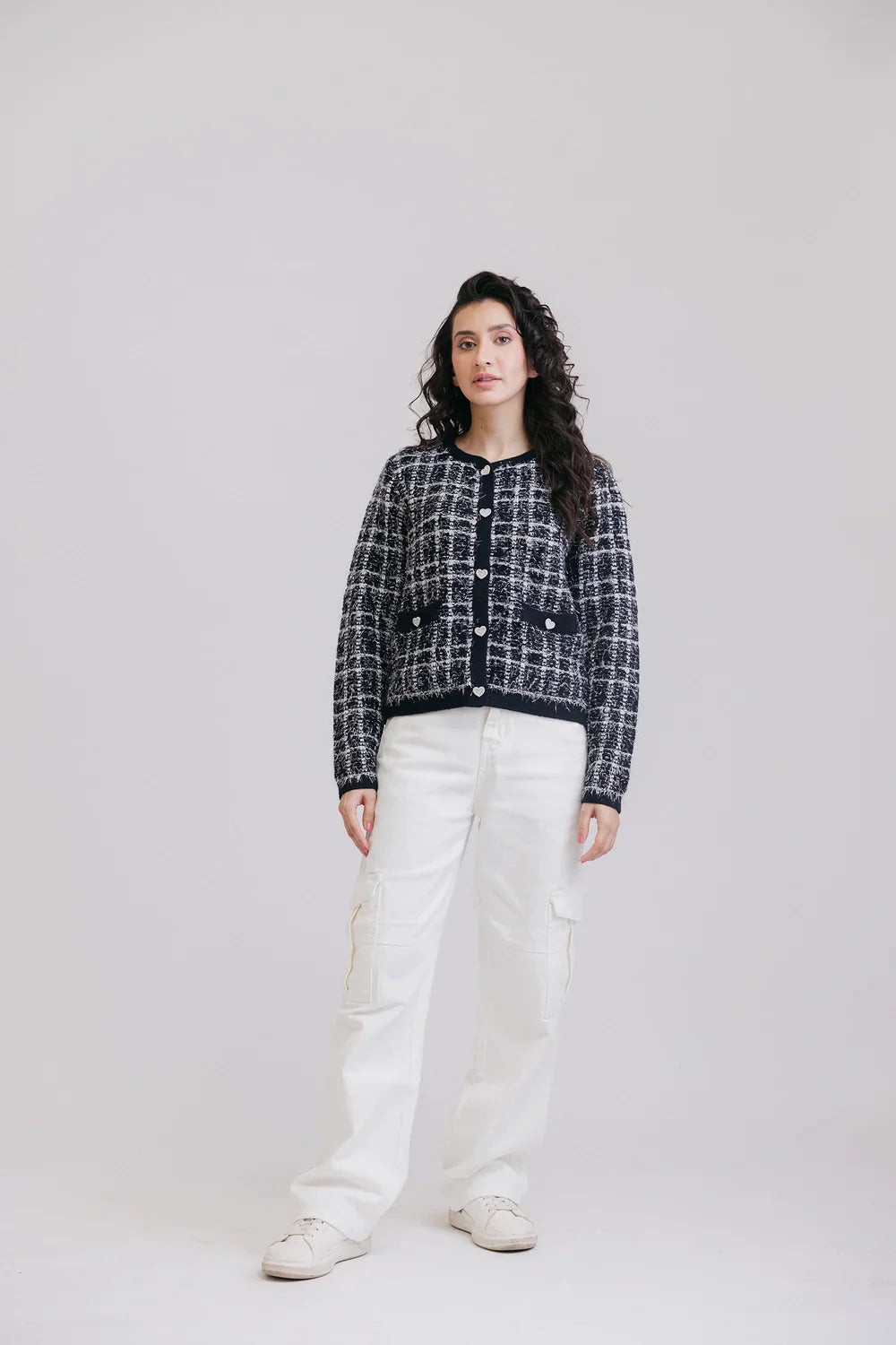 Picture of Ellena - Full Sleeves Round Neck Cardigan Sweater - Available at Raja Sahib