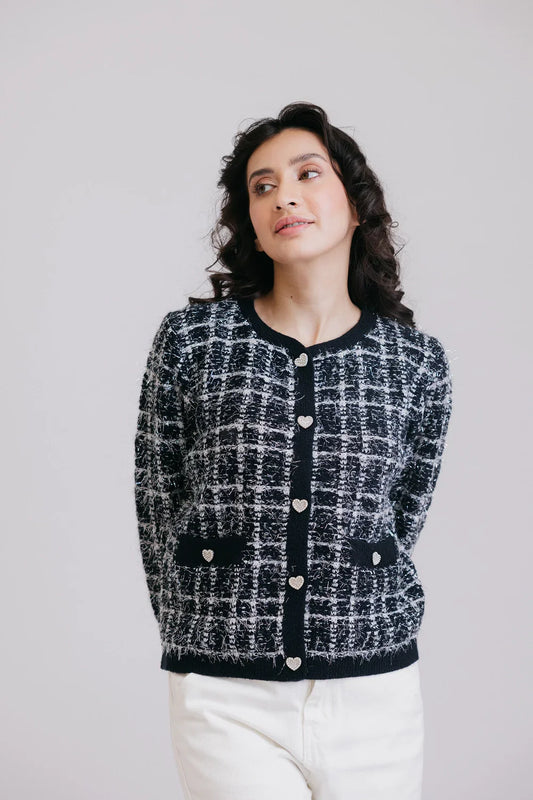 Picture of Ellena - Full Sleeves Round Neck Cardigan Sweater - Available at Raja Sahib