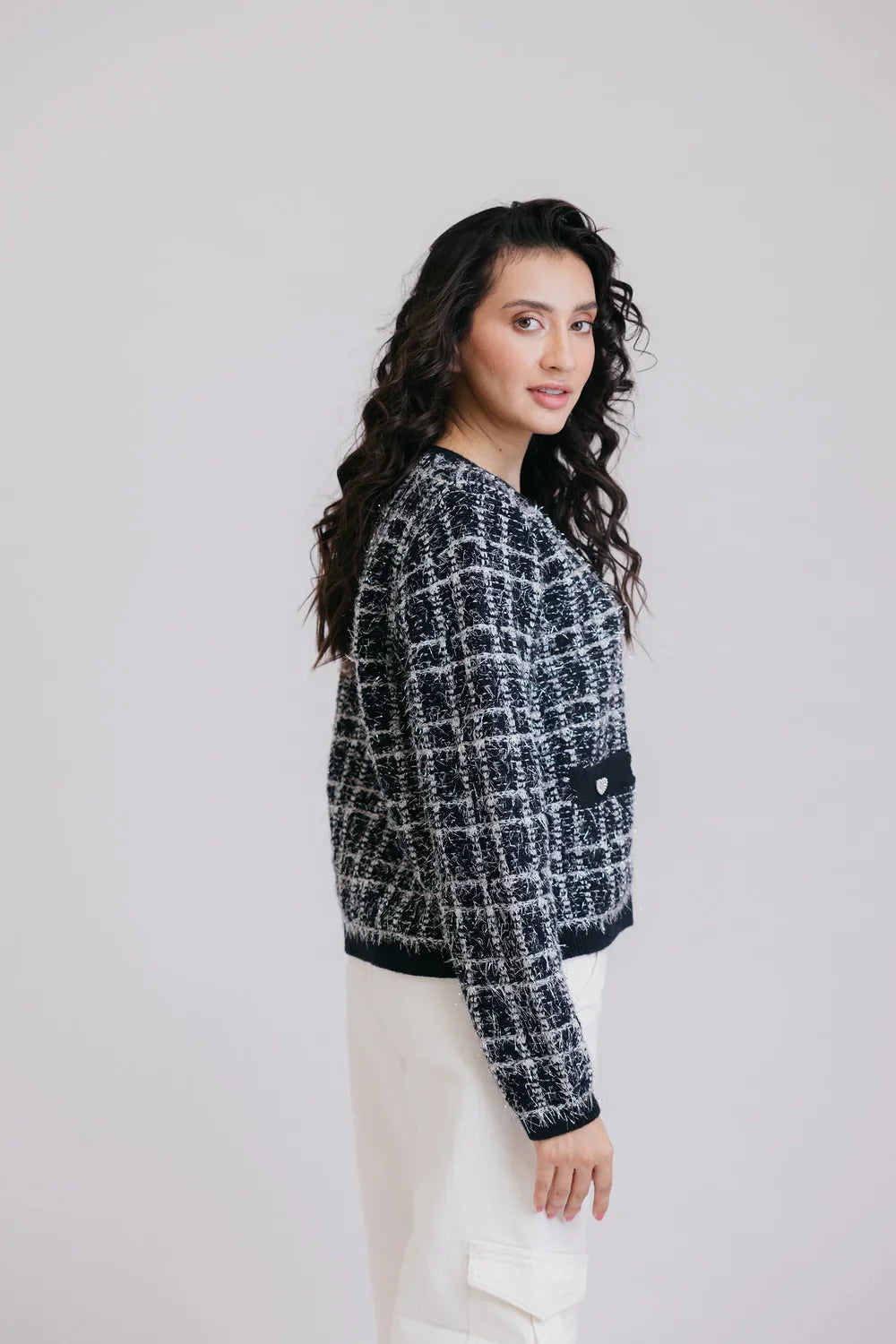 Picture of Ellena - Full Sleeves Round Neck Cardigan Sweater - Available at Raja Sahib