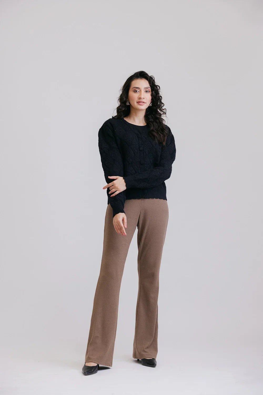 Picture of Ellena - Full Sleeves V-Neck Cardigan Sweater - Available at Raja Sahib