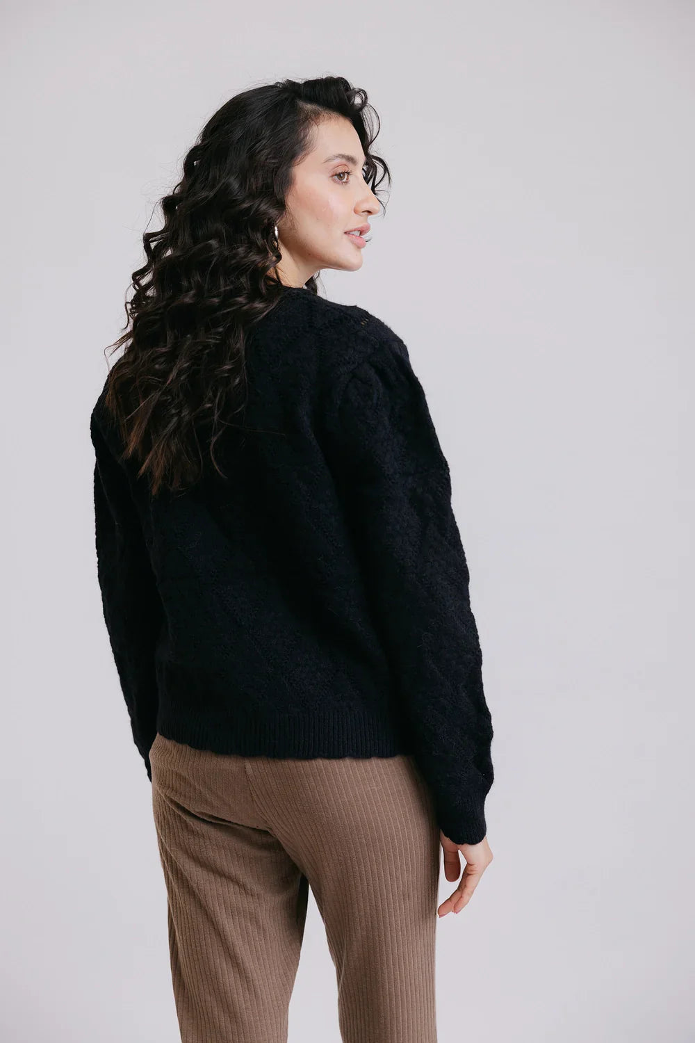 Picture of Ellena - Full Sleeves V-Neck Cardigan Sweater - Available at Raja Sahib