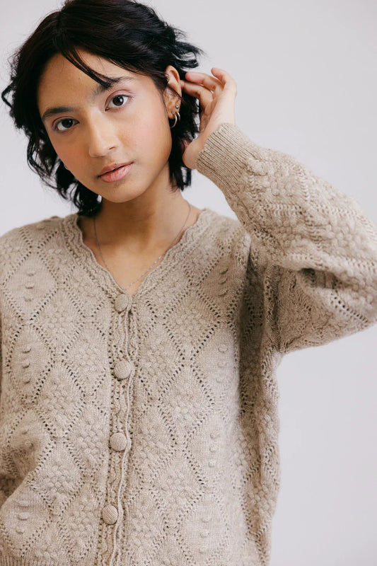 Picture of Ellena - Full Sleeves V-Neck Cardigan Sweater - Available at Raja Sahib