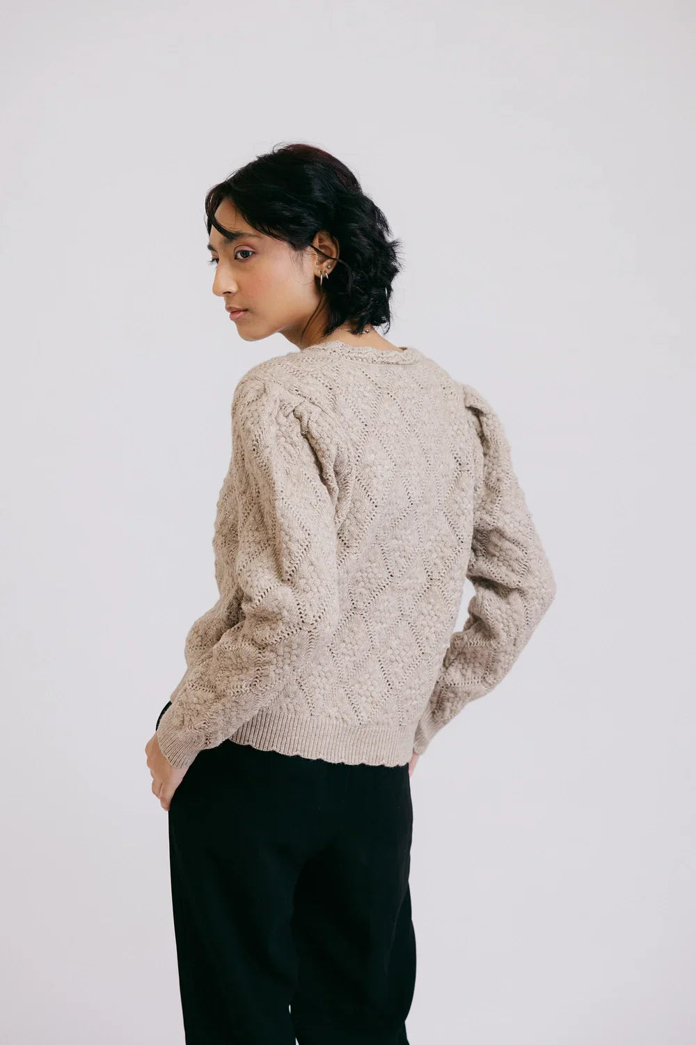 Picture of Ellena - Full Sleeves V-Neck Cardigan Sweater - Available at Raja Sahib