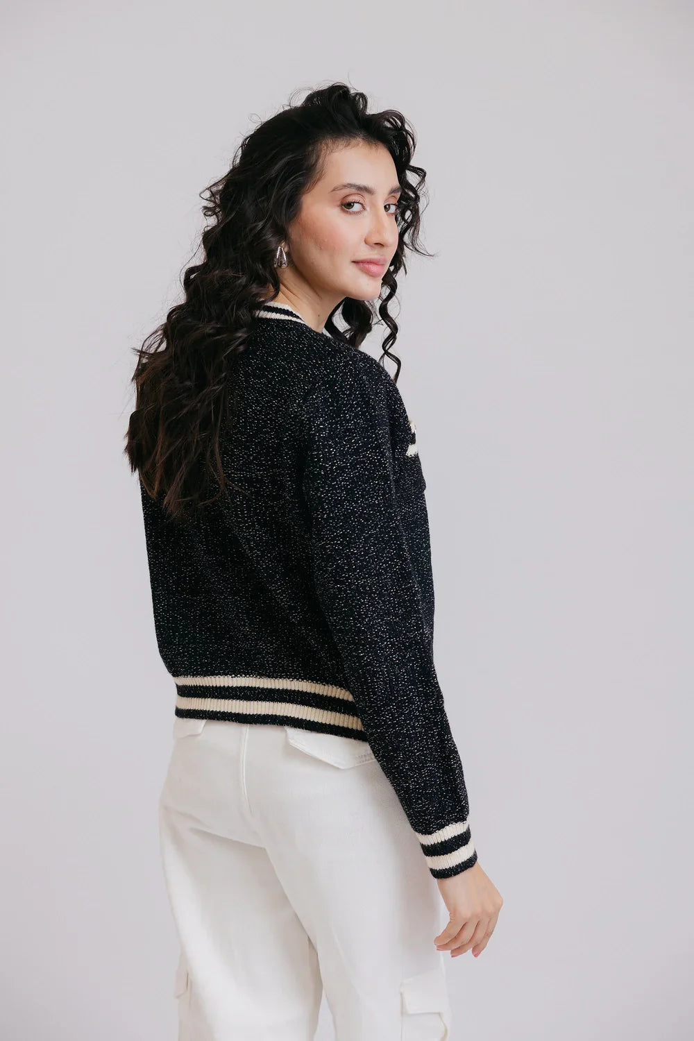 Picture of Ellena - Full Sleeves Round Neck Cardigan Sweater - Available at Raja Sahib