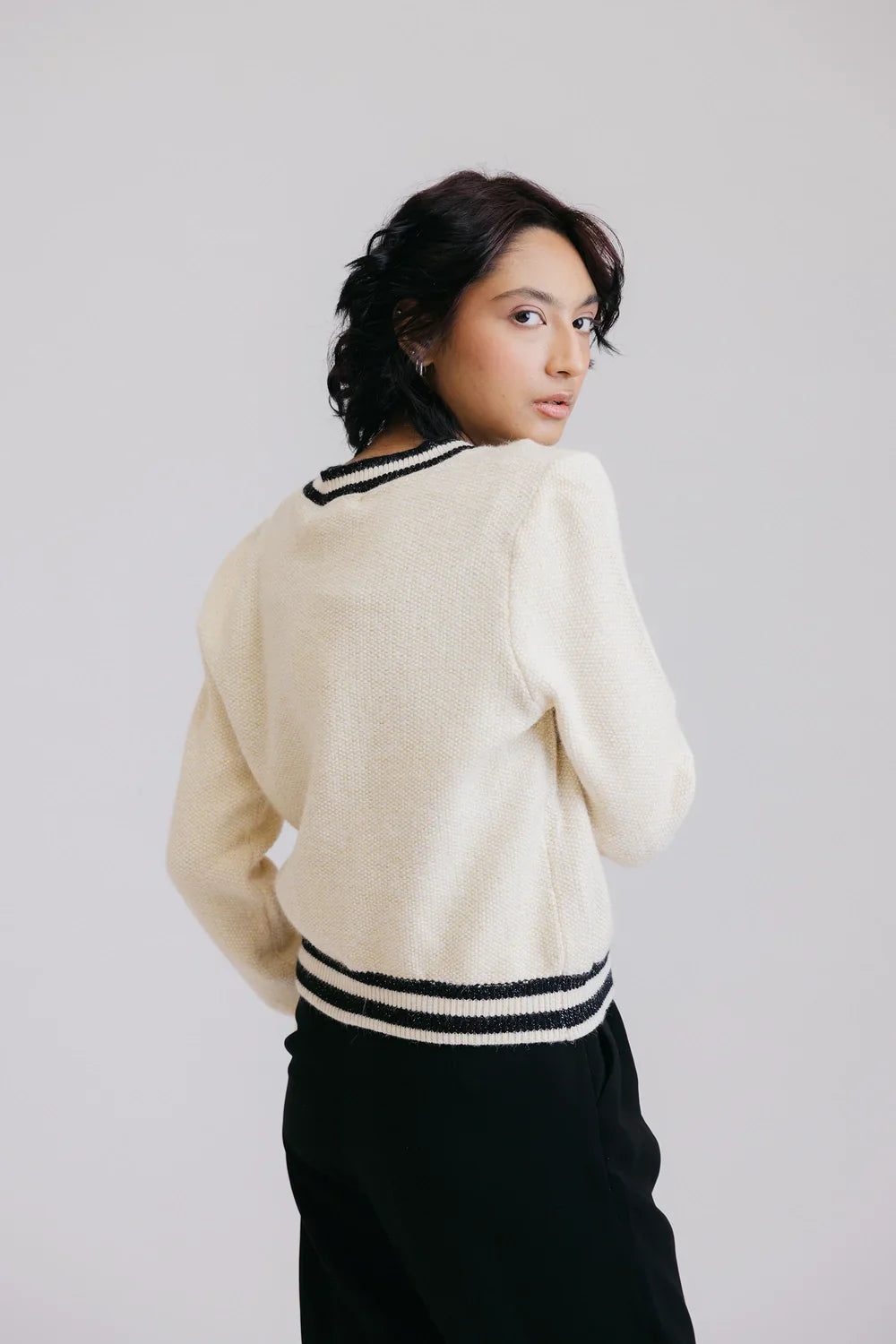 Picture of Ellena - Full Sleeves Round Neck Cardigan Sweater - Available at Raja Sahib