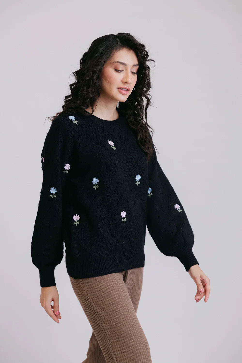Picture of Ellena - Full Sleeves Round Neck Pullover Sweater - Available at Raja Sahib