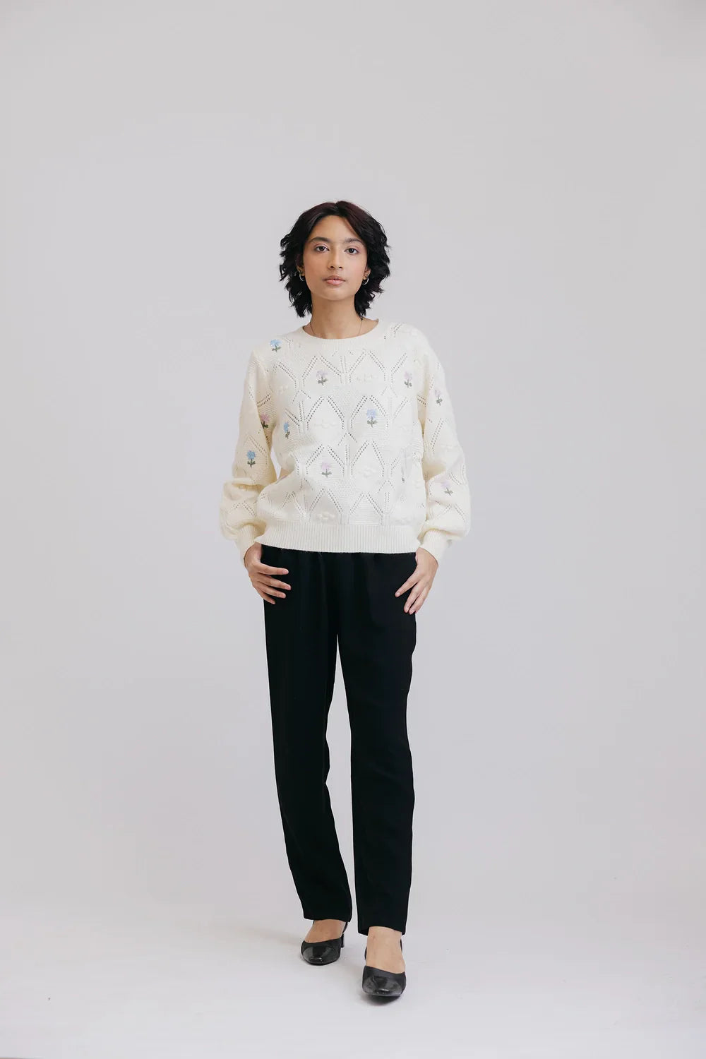 Picture of Ellena - Full Sleeves Round Neck Pullover Sweater - Available at Raja Sahib