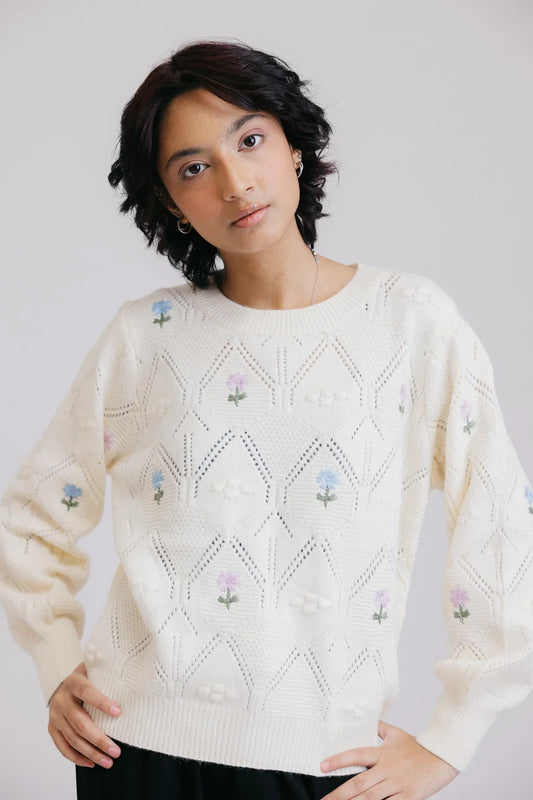Picture of Ellena - Full Sleeves Round Neck Pullover Sweater - Available at Raja Sahib