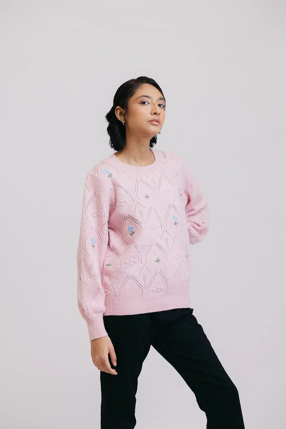 Picture of Ellena - Full Sleeves V-Neck Pullover Sweater - Available at Raja Sahib