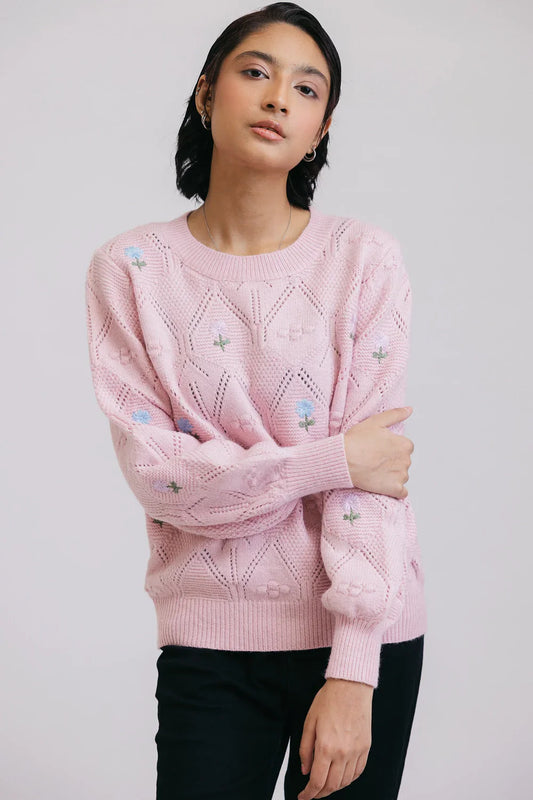 Picture of Ellena - Full Sleeves V-Neck Pullover Sweater - Available at Raja Sahib