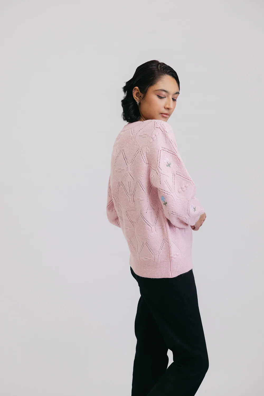 Picture of Ellena - Full Sleeves V-Neck Pullover Sweater - Available at Raja Sahib