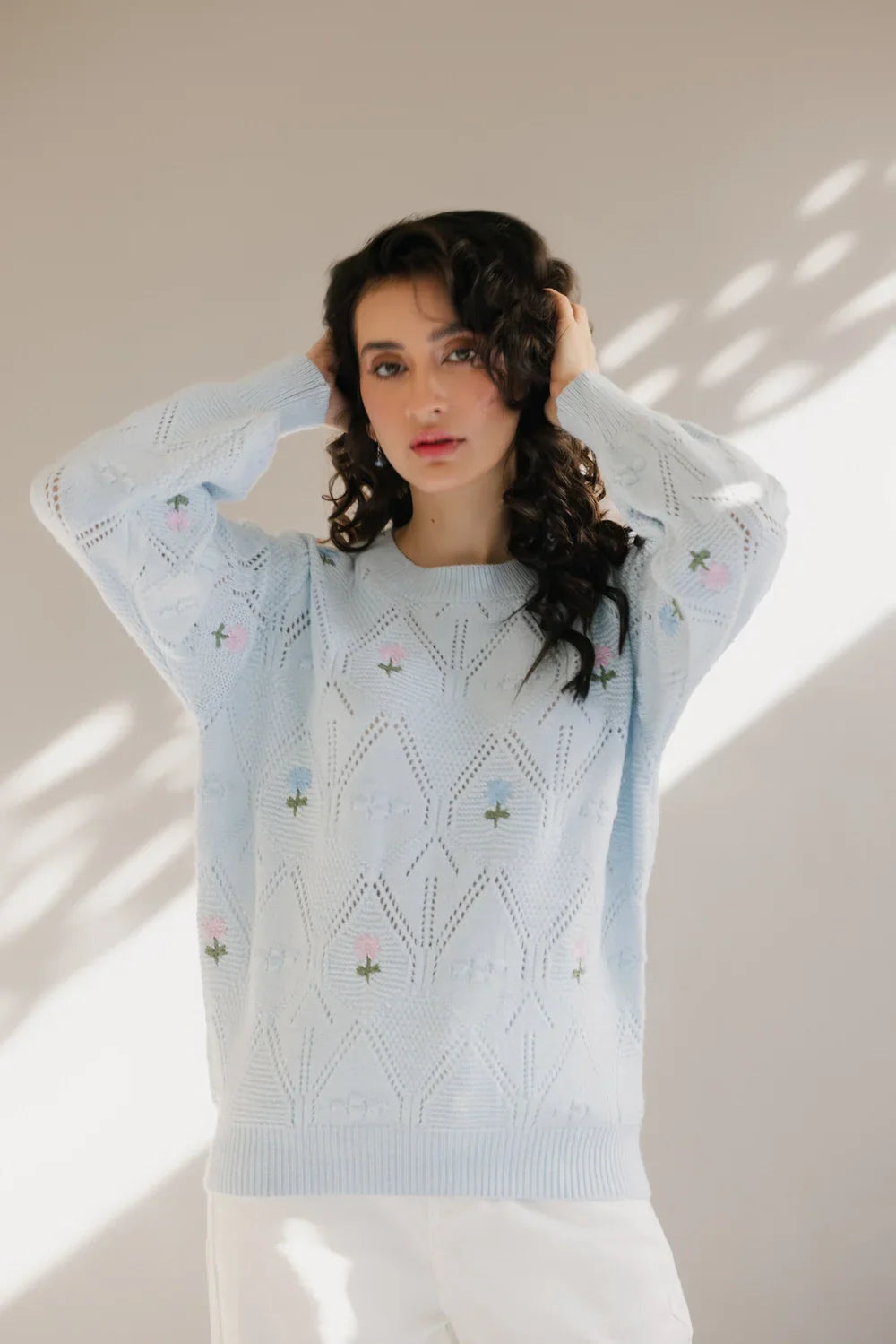 Picture of Ellena - Full Sleeves Round Neck Pullover Sweater - Available at Raja Sahib