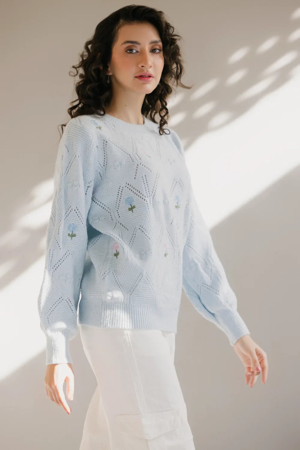 Picture of Ellena - Full Sleeves Round Neck Pullover Sweater - Available at Raja Sahib