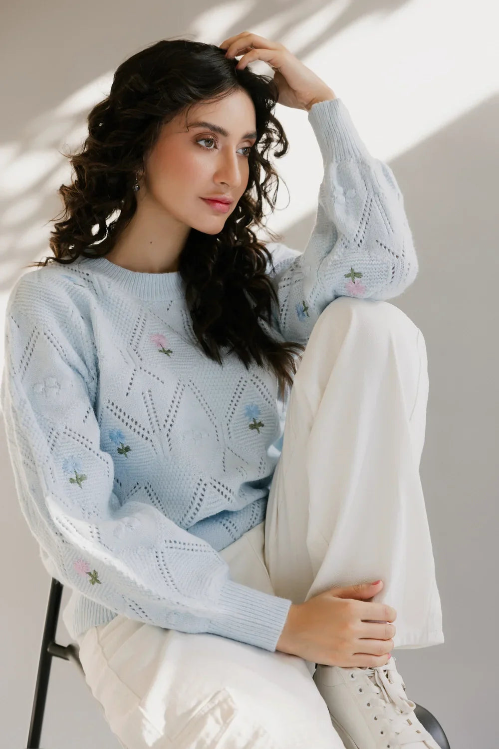 Picture of Ellena - Full Sleeves Round Neck Pullover Sweater - Available at Raja Sahib
