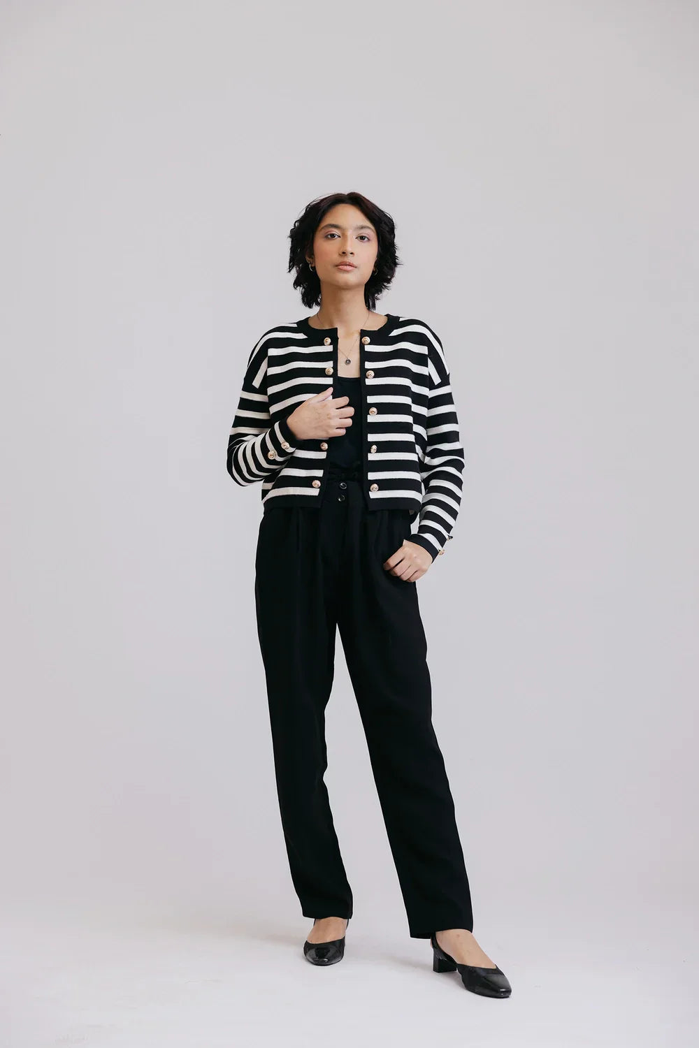 Picture of Ellena - Full Sleeves Round Neck Cardigan Sweater - Available at Raja Sahib