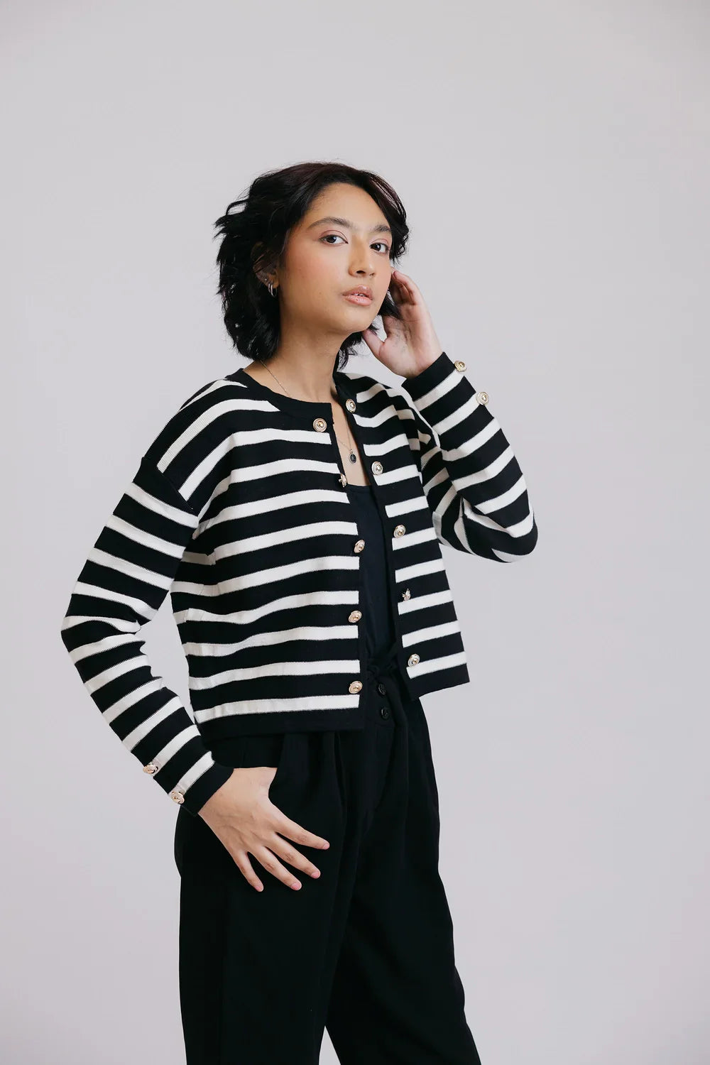 Picture of Ellena - Full Sleeves Round Neck Cardigan Sweater - Available at Raja Sahib