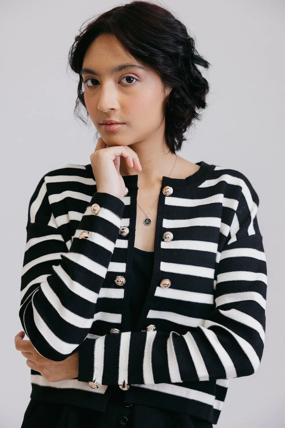 Picture of Ellena - Full Sleeves Round Neck Cardigan Sweater - Available at Raja Sahib