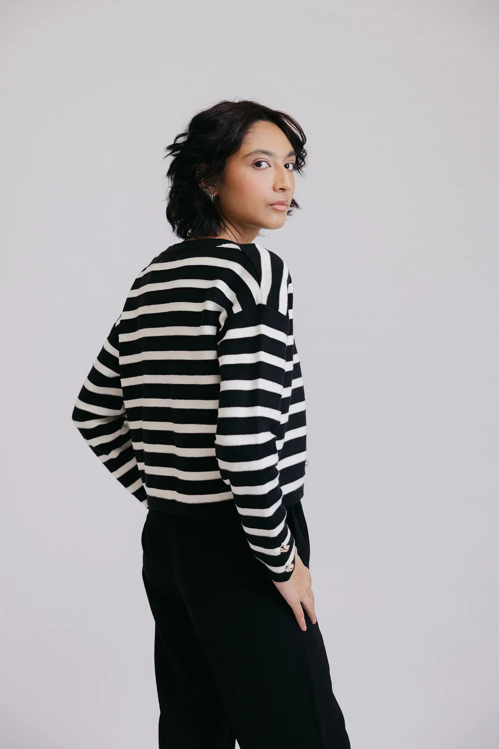 Picture of Ellena - Full Sleeves Round Neck Cardigan Sweater - Available at Raja Sahib
