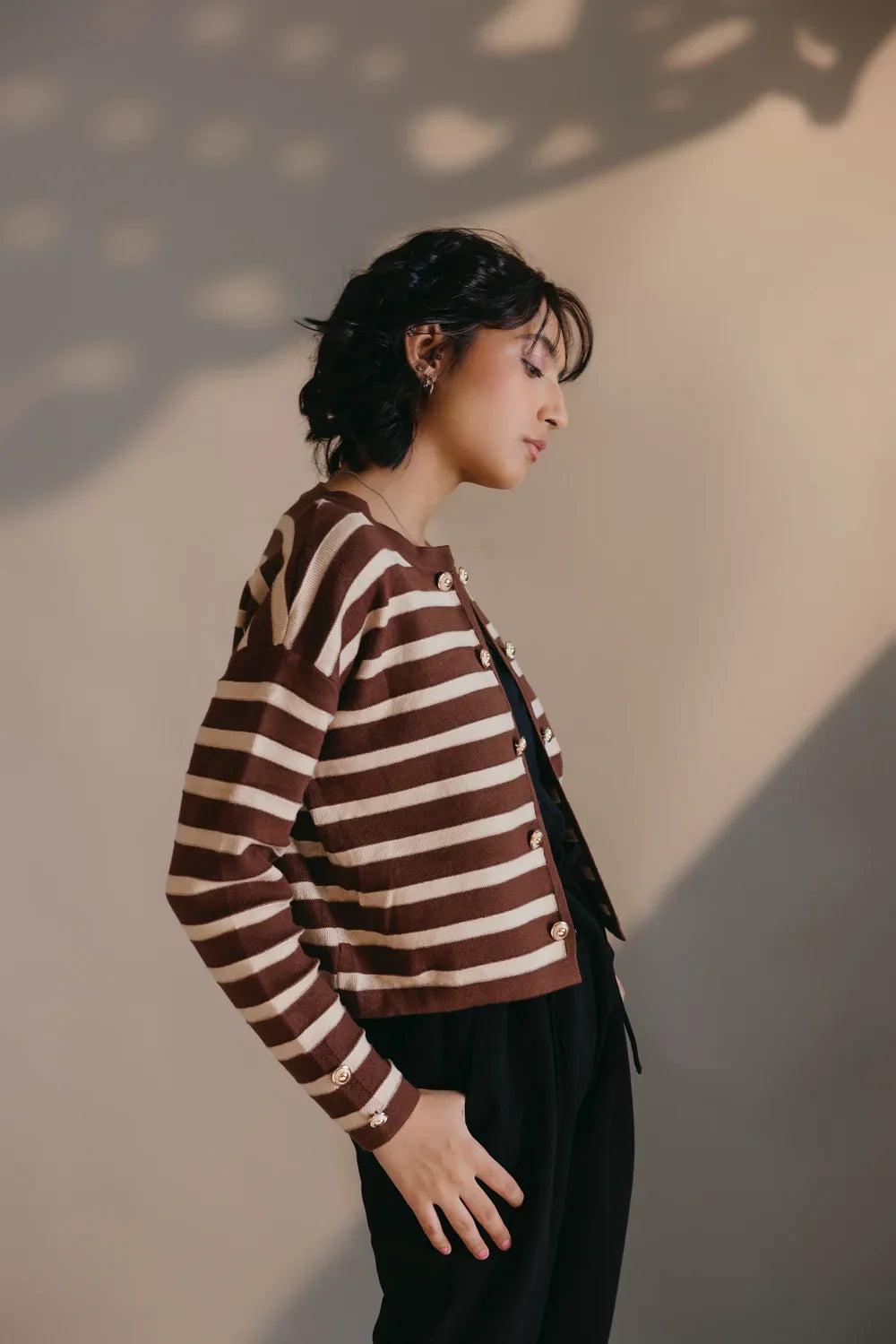 Picture of Ellena - Full Sleeves Round Neck Cardigan Sweater - Available at Raja Sahib