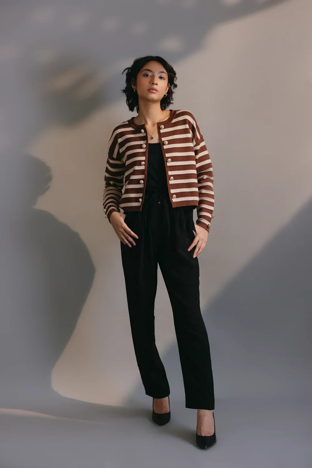 Picture of Ellena - Full Sleeves Round Neck Cardigan Sweater - Available at Raja Sahib
