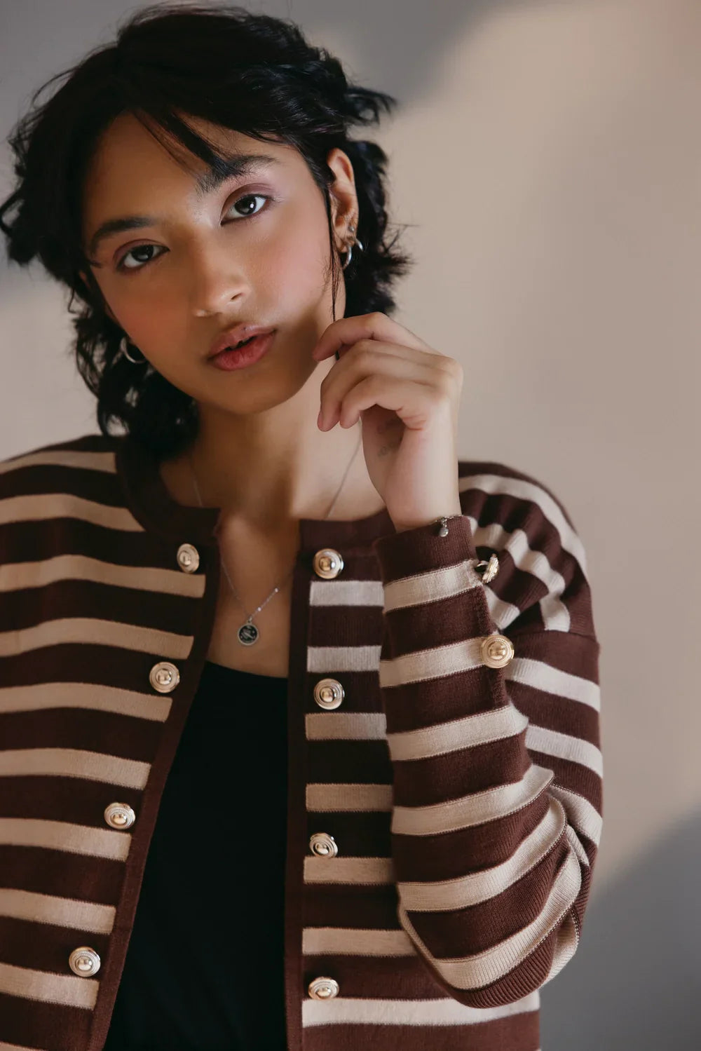 Picture of Ellena - Full Sleeves Round Neck Cardigan Sweater - Available at Raja Sahib