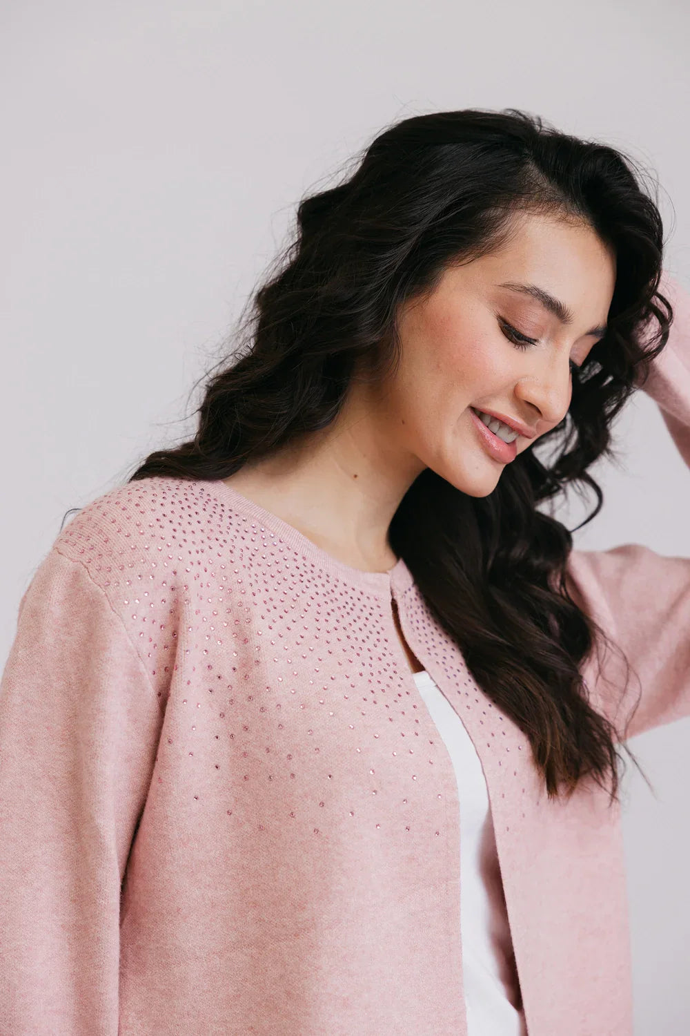 Picture of Ellena - Full Sleeves Round Neck Cardigan Sweater - Available at Raja Sahib
