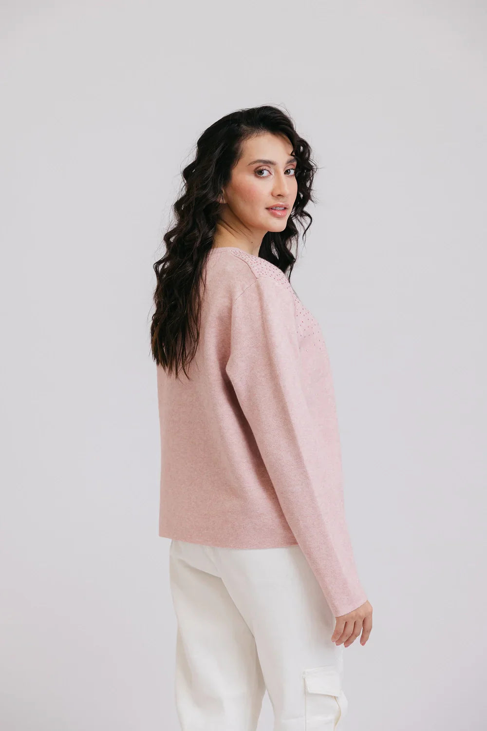 Picture of Ellena - Full Sleeves Round Neck Cardigan Sweater - Available at Raja Sahib