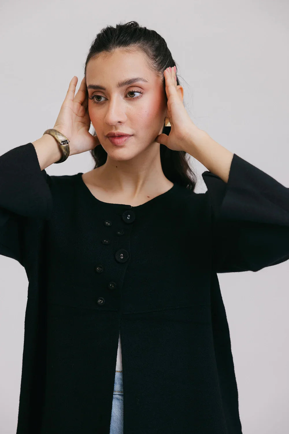 Picture of Ellena - Full Sleeves Round Neck Cardigan Sweater - Available at Raja Sahib