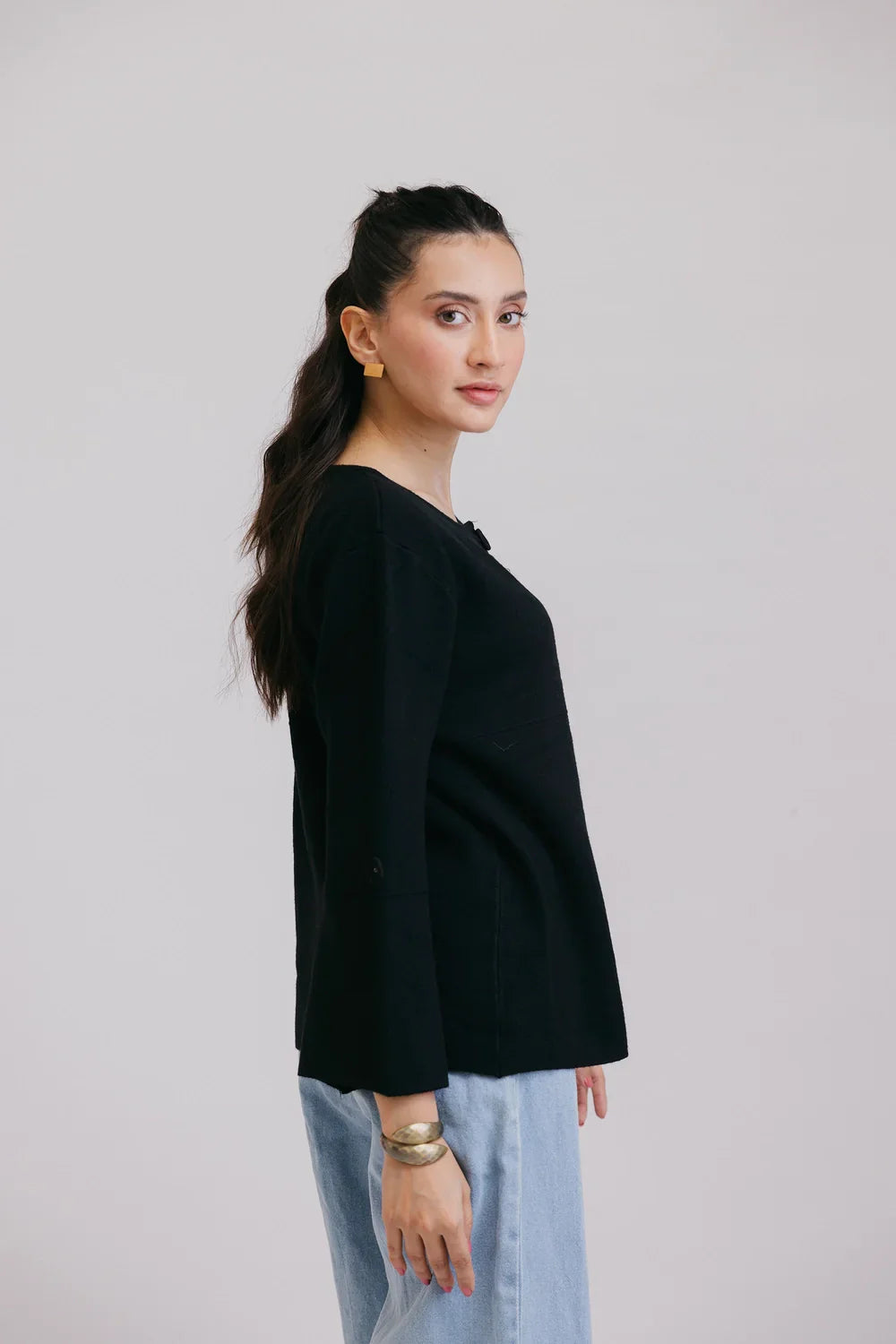 Picture of Ellena - Full Sleeves Round Neck Cardigan Sweater - Available at Raja Sahib