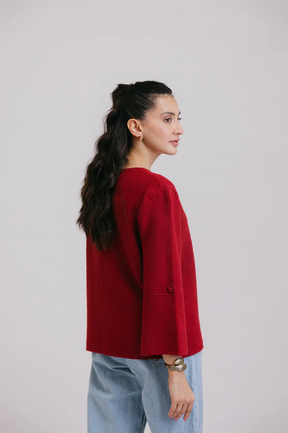 Picture of Ellena - Full Sleeves Round Neck Cardigan Sweater - Available at Raja Sahib