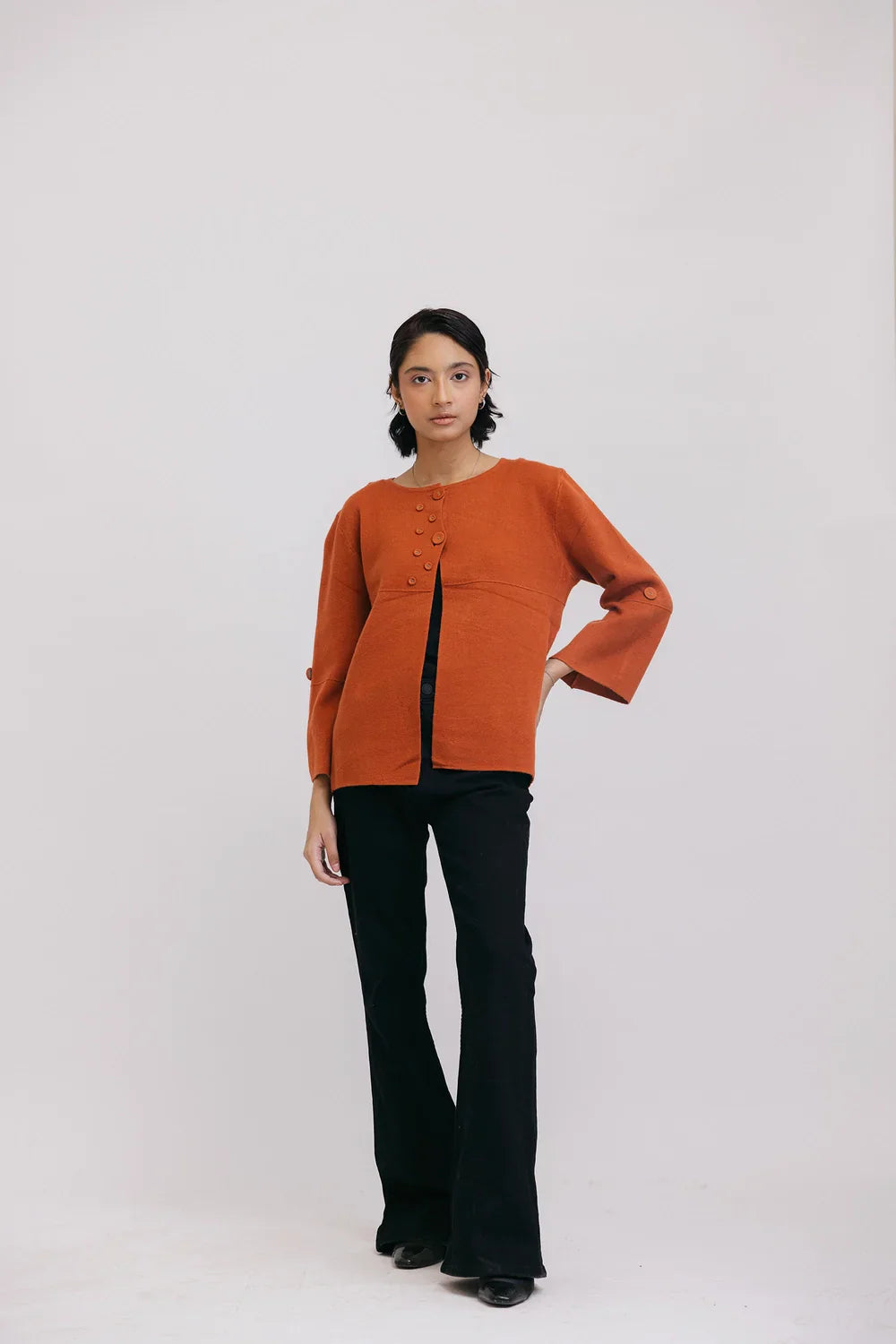 Picture of Ellena - Full Sleeves Round Neck Cardigan Sweater - Available at Raja Sahib