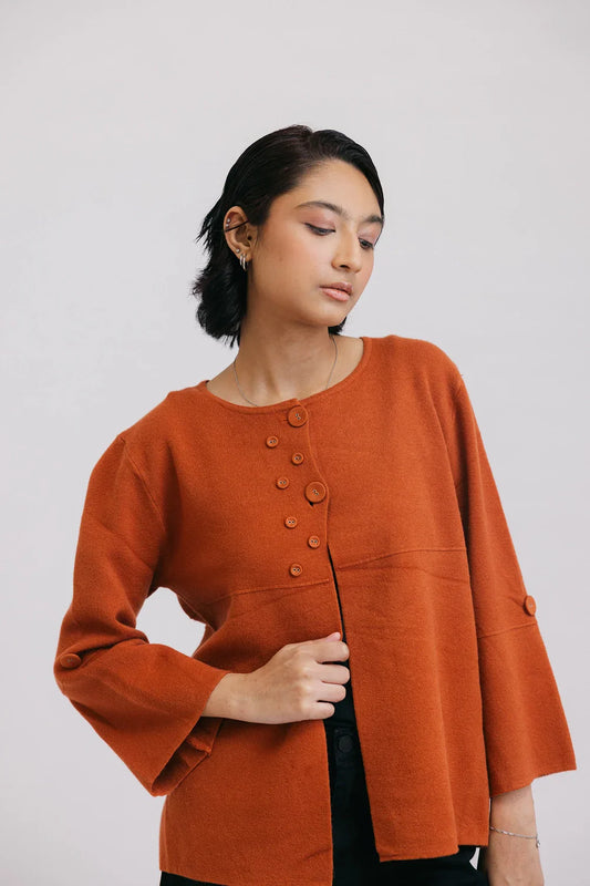 Picture of Ellena - Full Sleeves Round Neck Cardigan Sweater - Available at Raja Sahib
