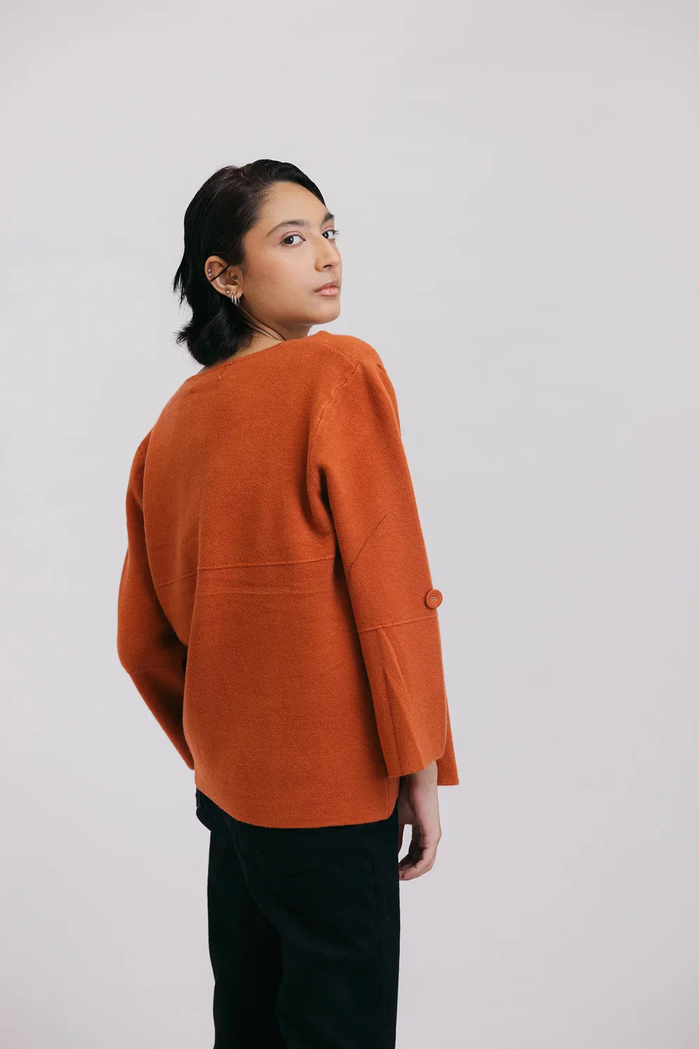 Picture of Ellena - Full Sleeves Round Neck Cardigan Sweater - Available at Raja Sahib