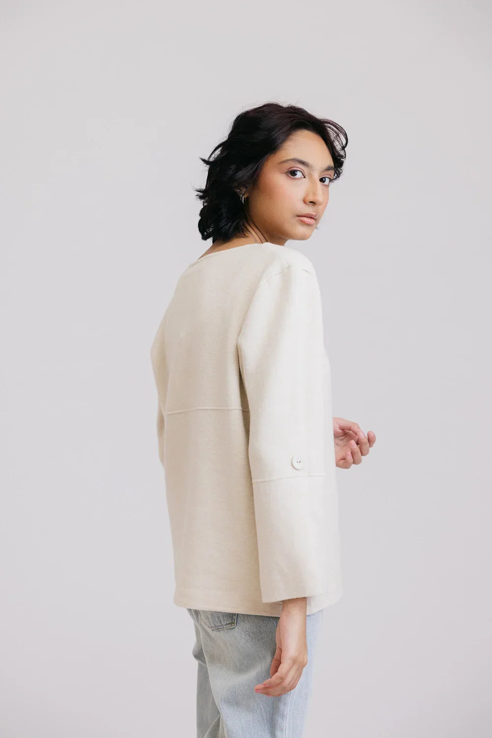 Picture of Ellena - Full Sleeves Round Neck Cardigan Sweater - Available at Raja Sahib