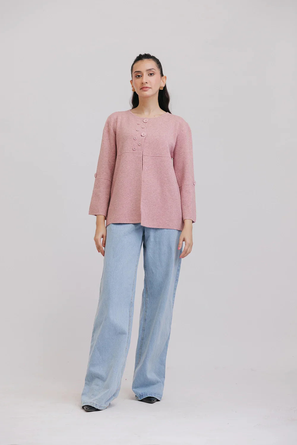 Picture of Ellena - Full Sleeves Round Neck Cardigan Sweater - Available at Raja Sahib