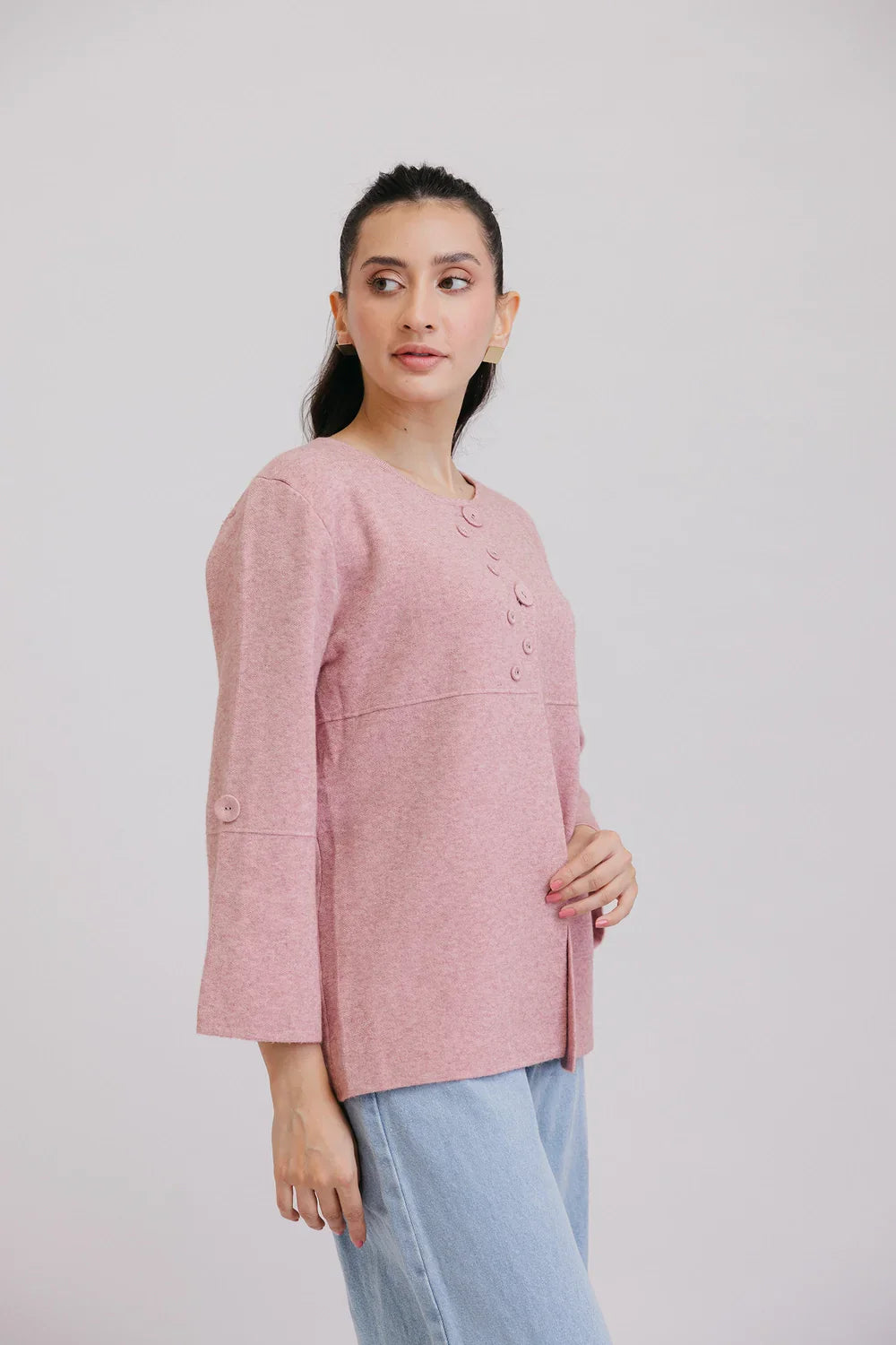 Picture of Ellena - Full Sleeves Round Neck Cardigan Sweater - Available at Raja Sahib