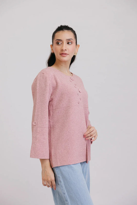 Picture of Ellena - Full Sleeves Round Neck Cardigan Sweater - Available at Raja Sahib