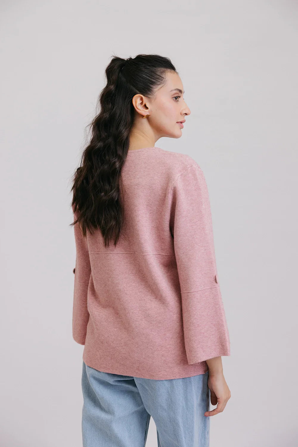 Picture of Ellena - Full Sleeves Round Neck Cardigan Sweater - Available at Raja Sahib