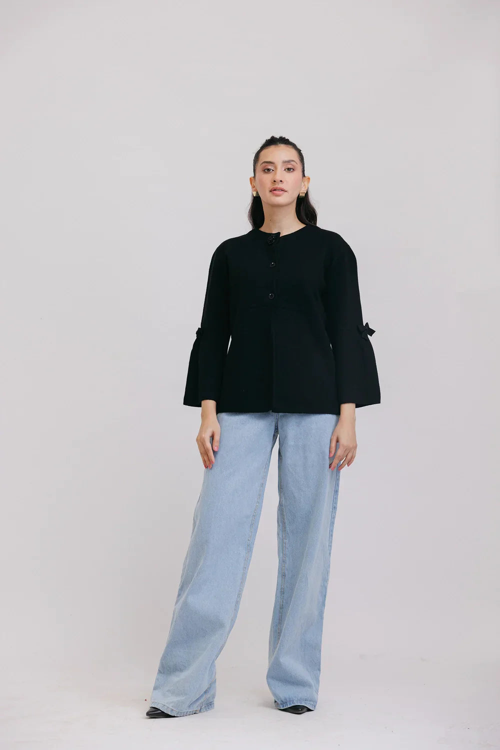 Picture of Ellena - Full Sleeves Round Neck Cardigan Sweater - Available at Raja Sahib