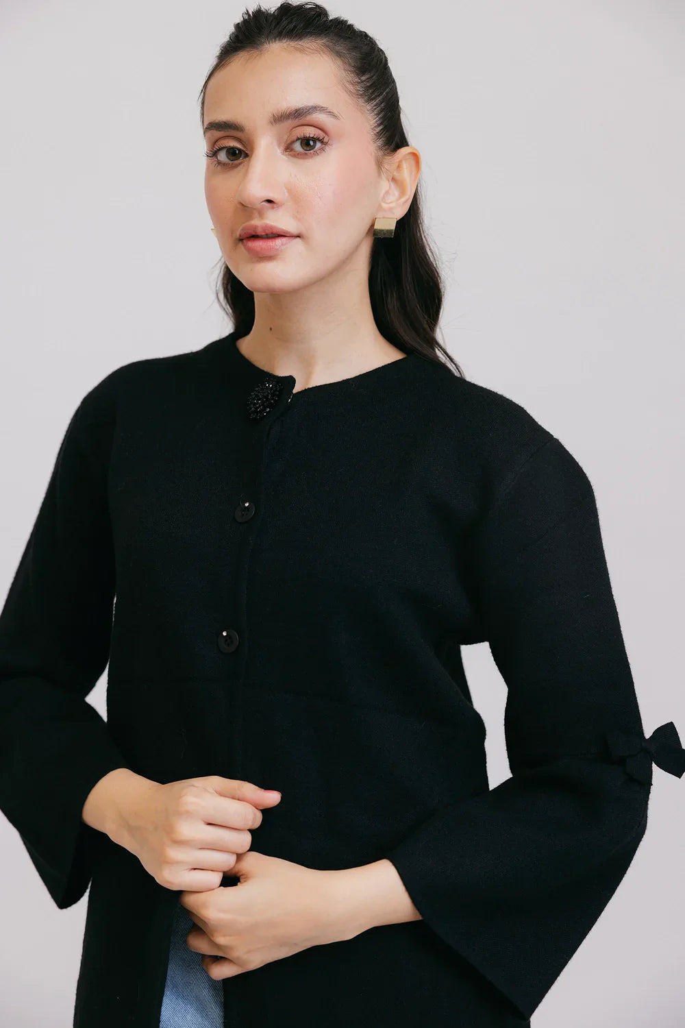 Picture of Ellena - Full Sleeves Round Neck Cardigan Sweater - Available at Raja Sahib