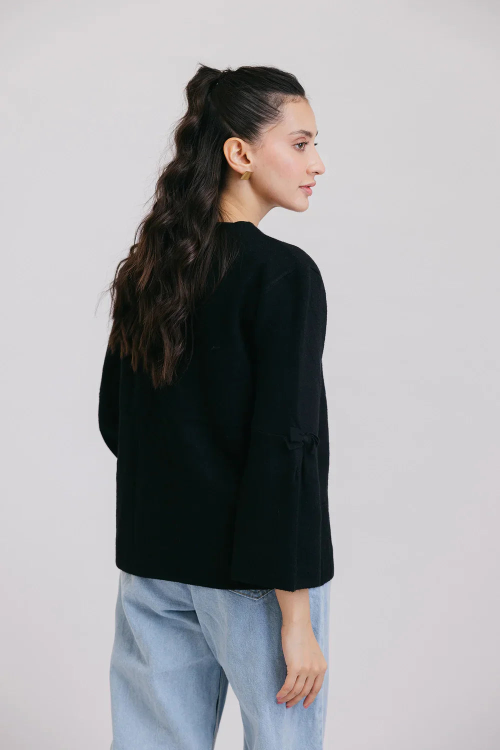 Picture of Ellena - Full Sleeves Round Neck Cardigan Sweater - Available at Raja Sahib