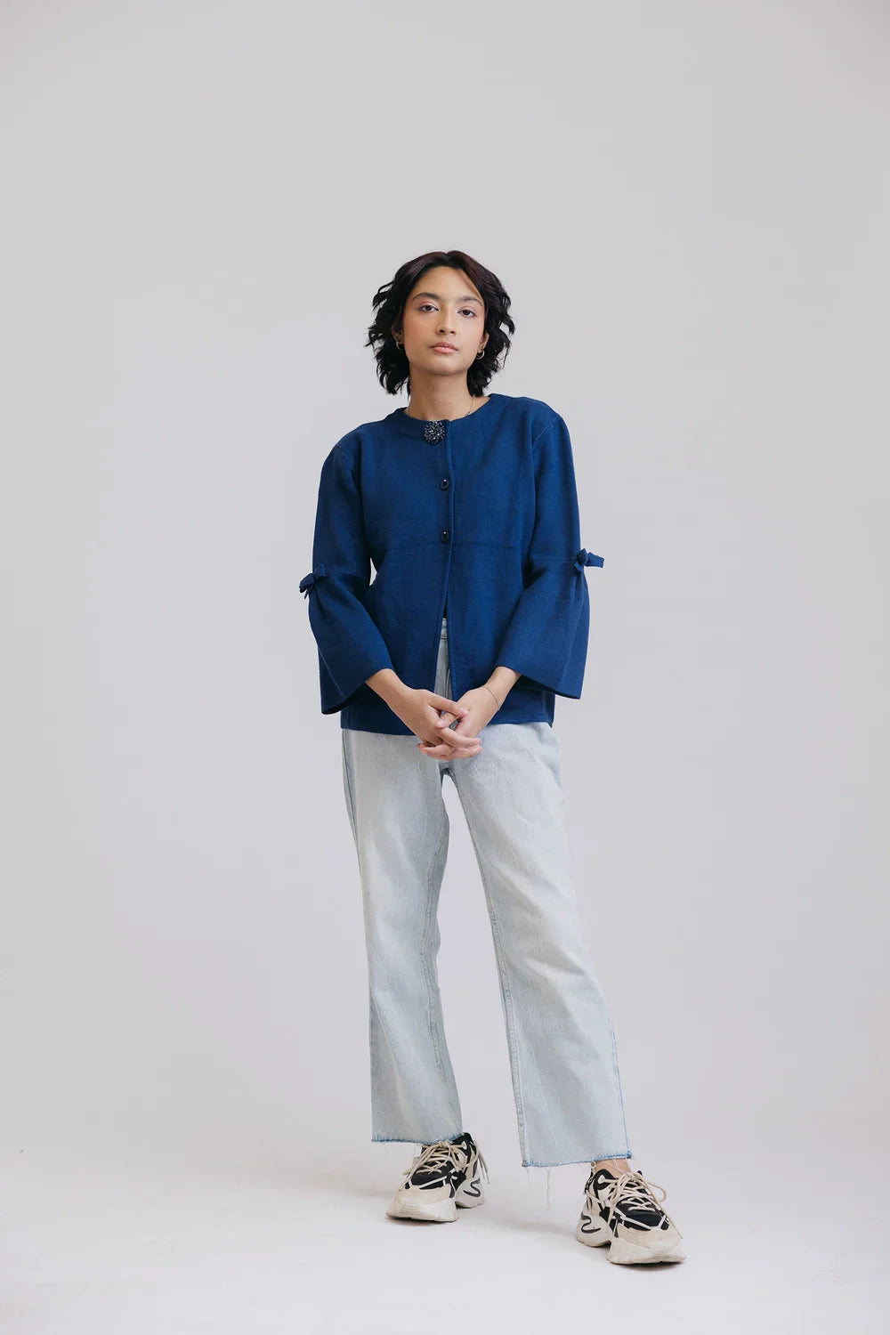 Picture of Ellena - Full Sleeves Round Neck Cardigan Sweater - Available at Raja Sahib