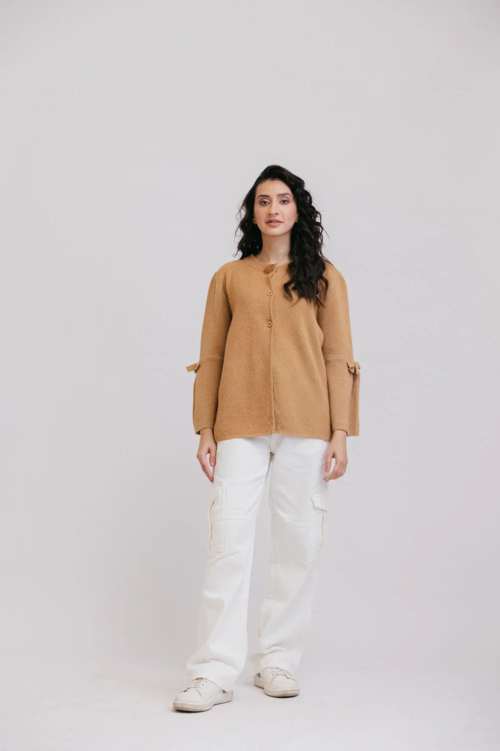 Picture of Ellena - Full Sleeves Round Neck Cardigan Sweater - Available at Raja Sahib