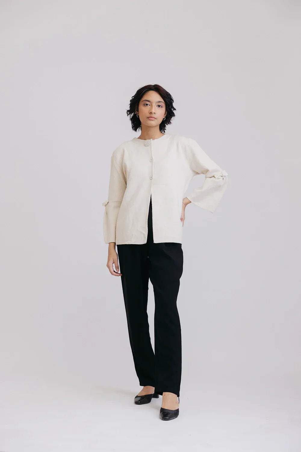 Picture of Ellena - Full Sleeves Round Neck Cardigan Sweater - Available at Raja Sahib