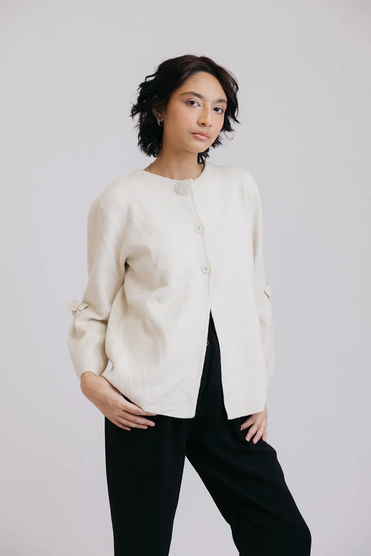 Picture of Ellena - Full Sleeves Round Neck Cardigan Sweater - Available at Raja Sahib