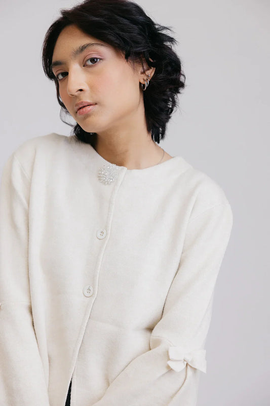 Picture of Ellena - Full Sleeves Round Neck Cardigan Sweater - Available at Raja Sahib