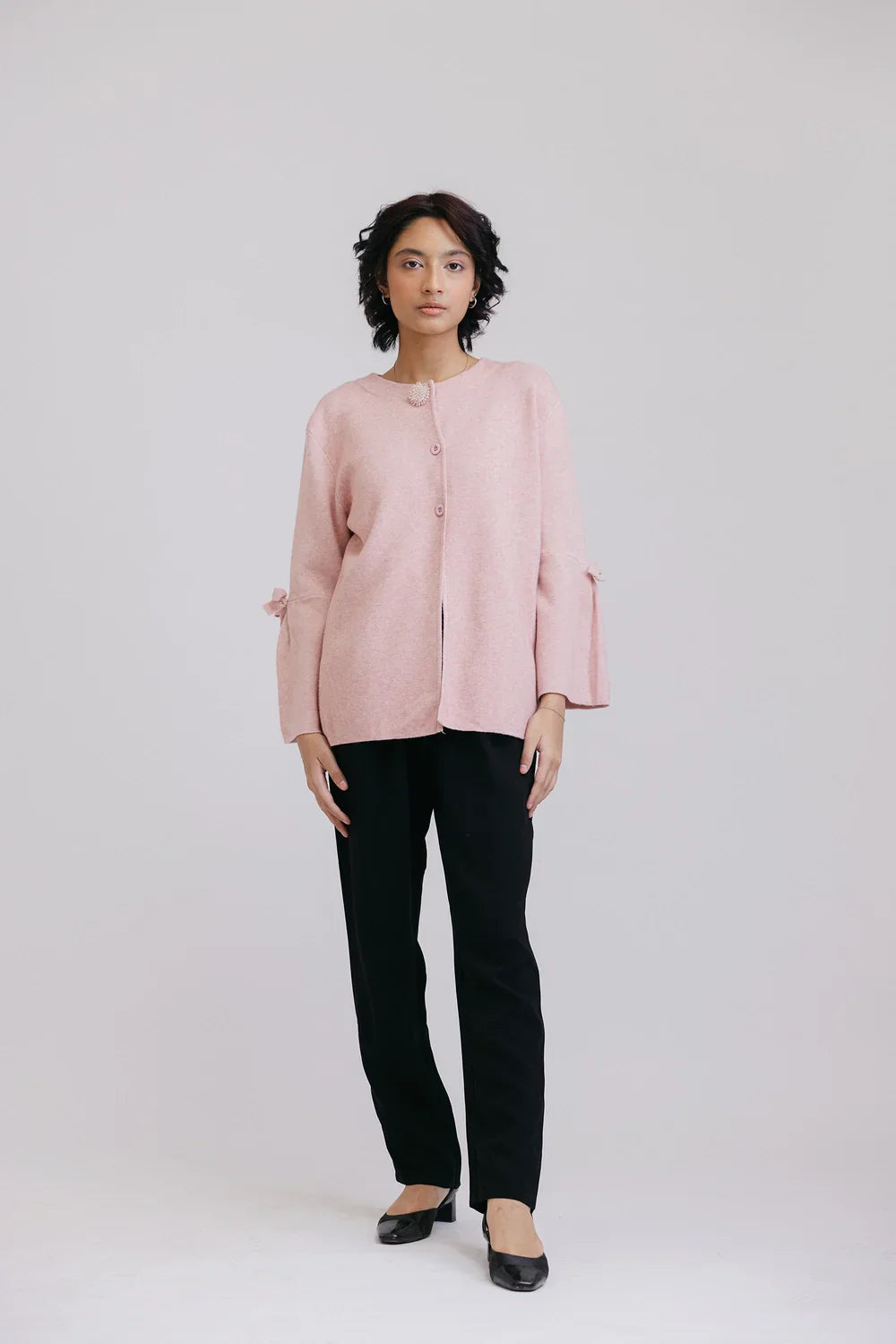Picture of Ellena - Full Sleeves Round Neck Cardigan Sweater - Available at Raja Sahib