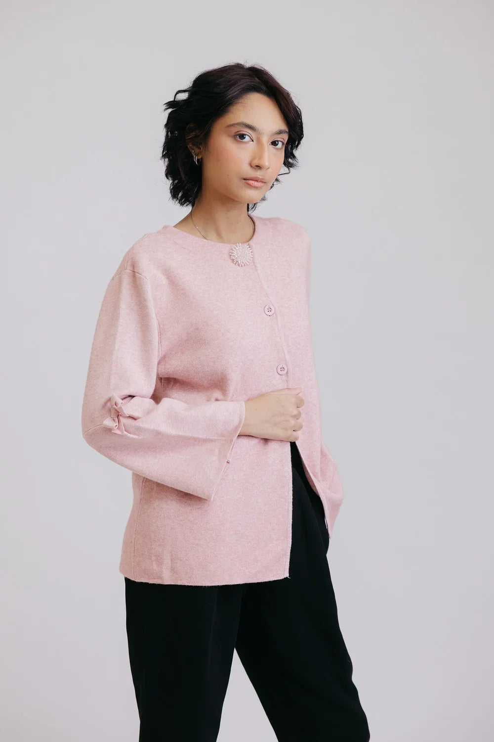 Picture of Ellena - Full Sleeves Round Neck Cardigan Sweater - Available at Raja Sahib